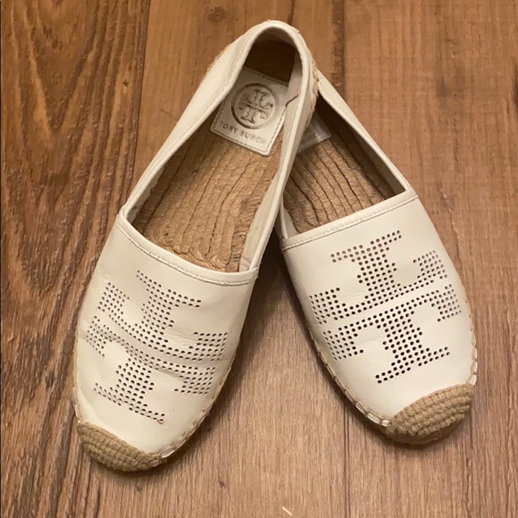 Tory Burch Shoes - Tory Burch White Leather Espadrilles